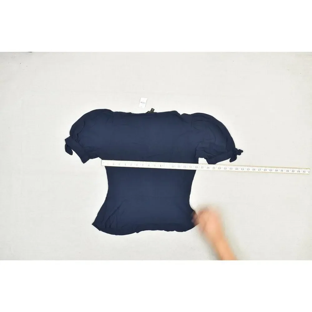 NEW Banana Republic Women's Blue Peplum Tie Blouse Top Regular Size M